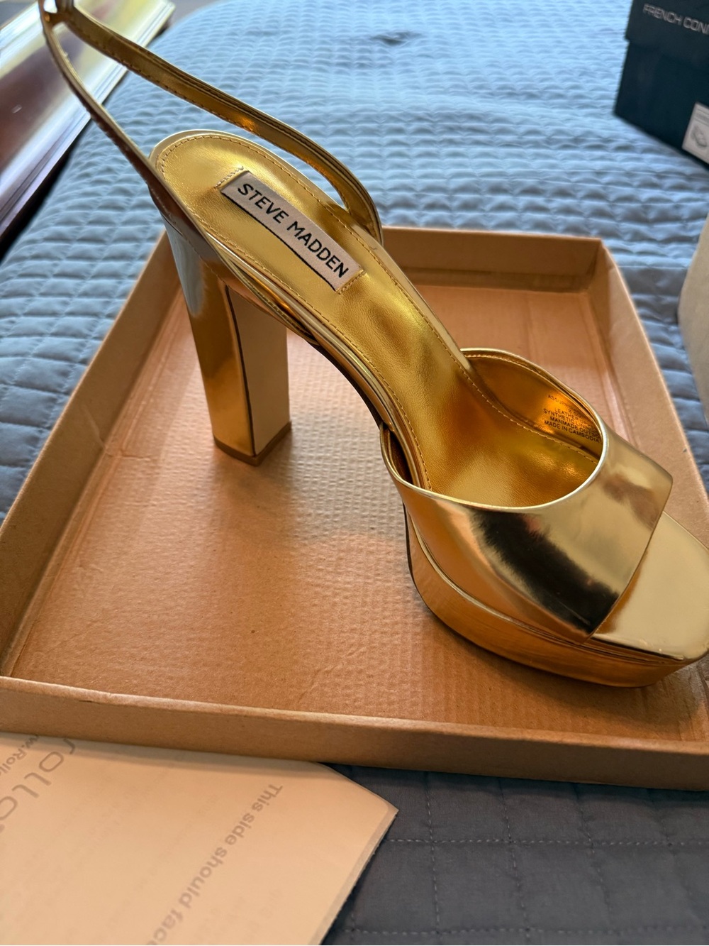 Steve Madden Gold Platform Slingback Heels